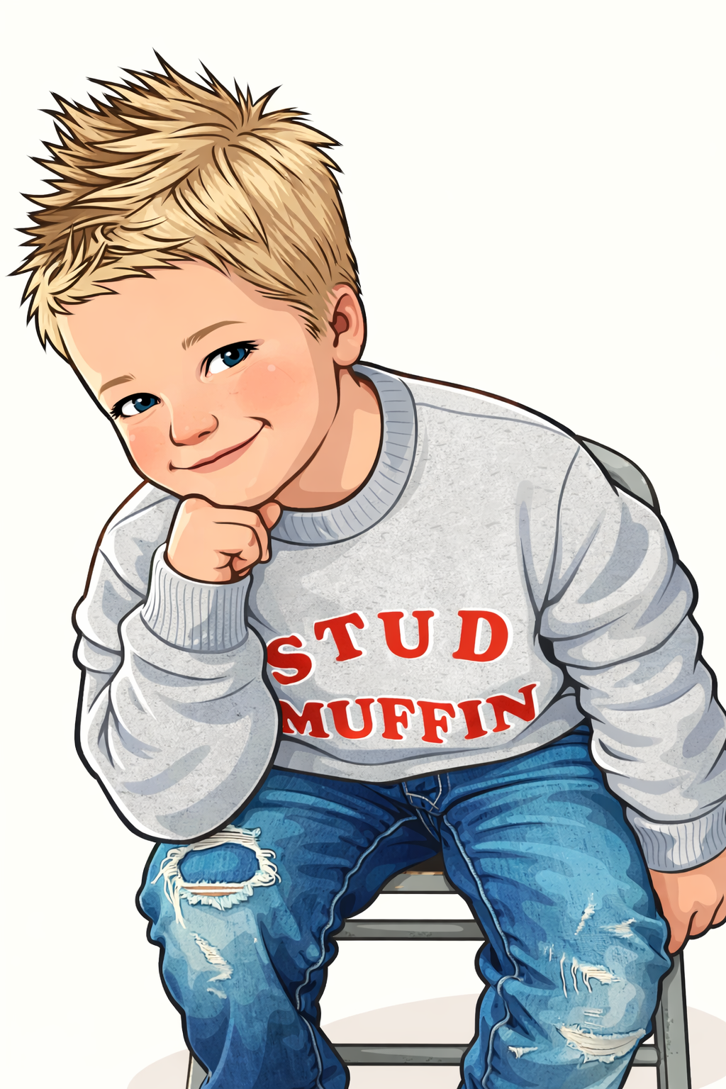 Stud Muffin Kids Grey Sweatshirt.