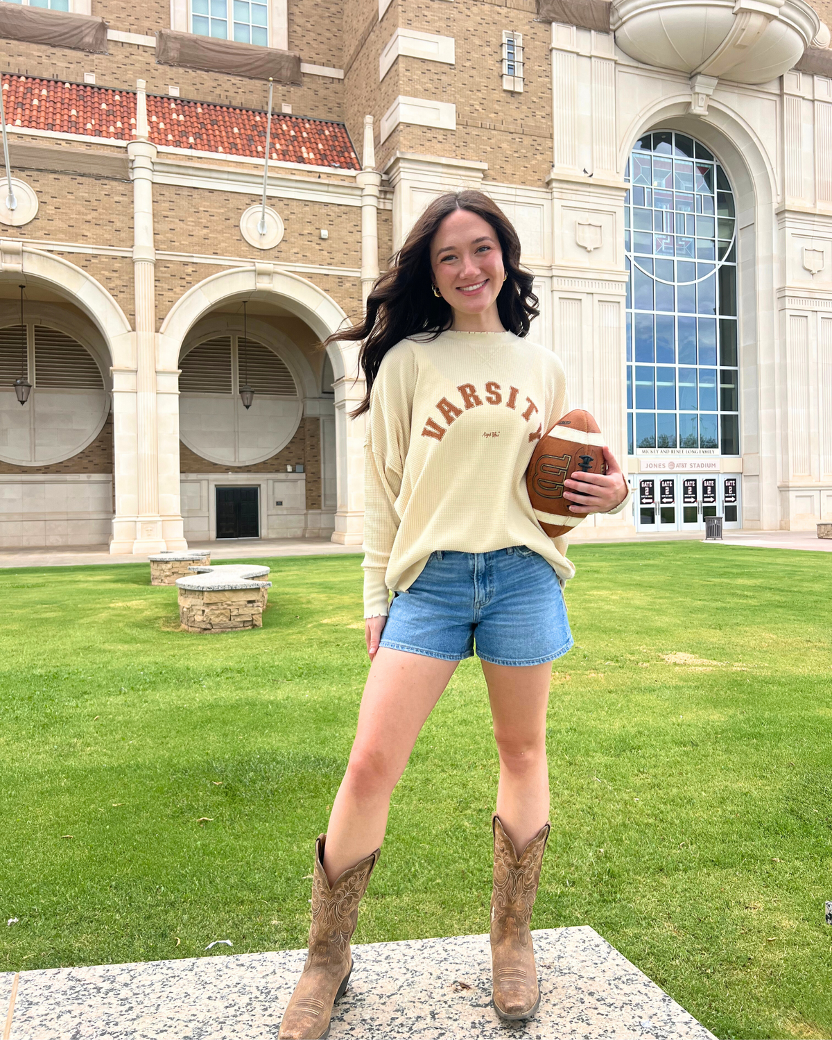 Varsity Brown Long Sleeve Waffle