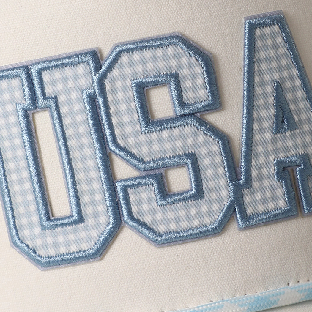 USA Gingham Embroidered Patch Rope Trucker Hat