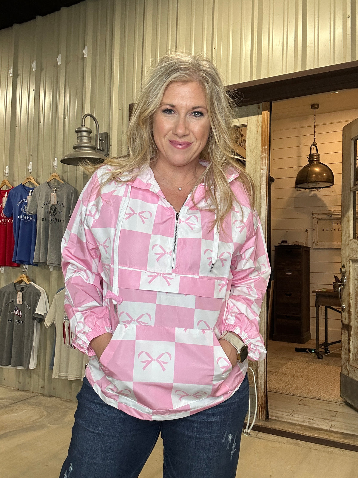 pink bow windbreaker