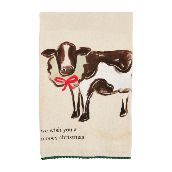Cow Christmas Pom Towel