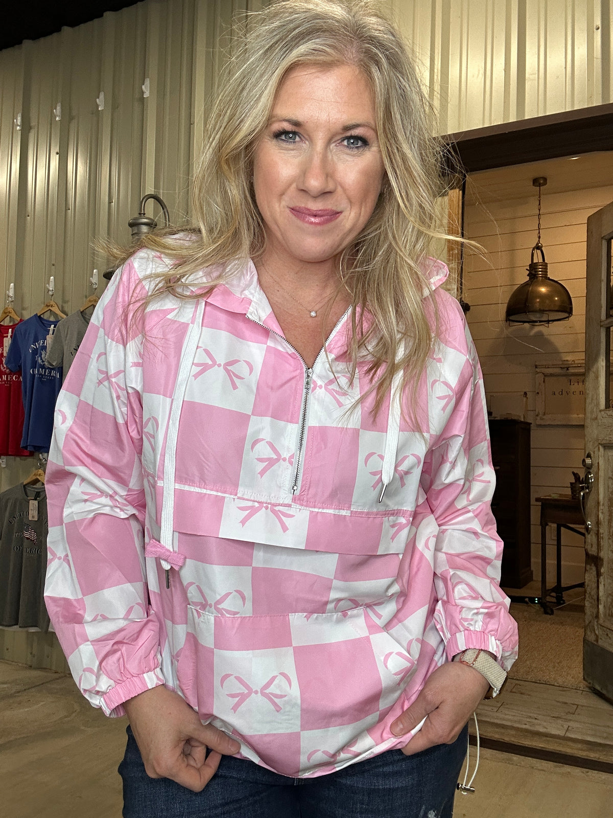 pink bow windbreaker