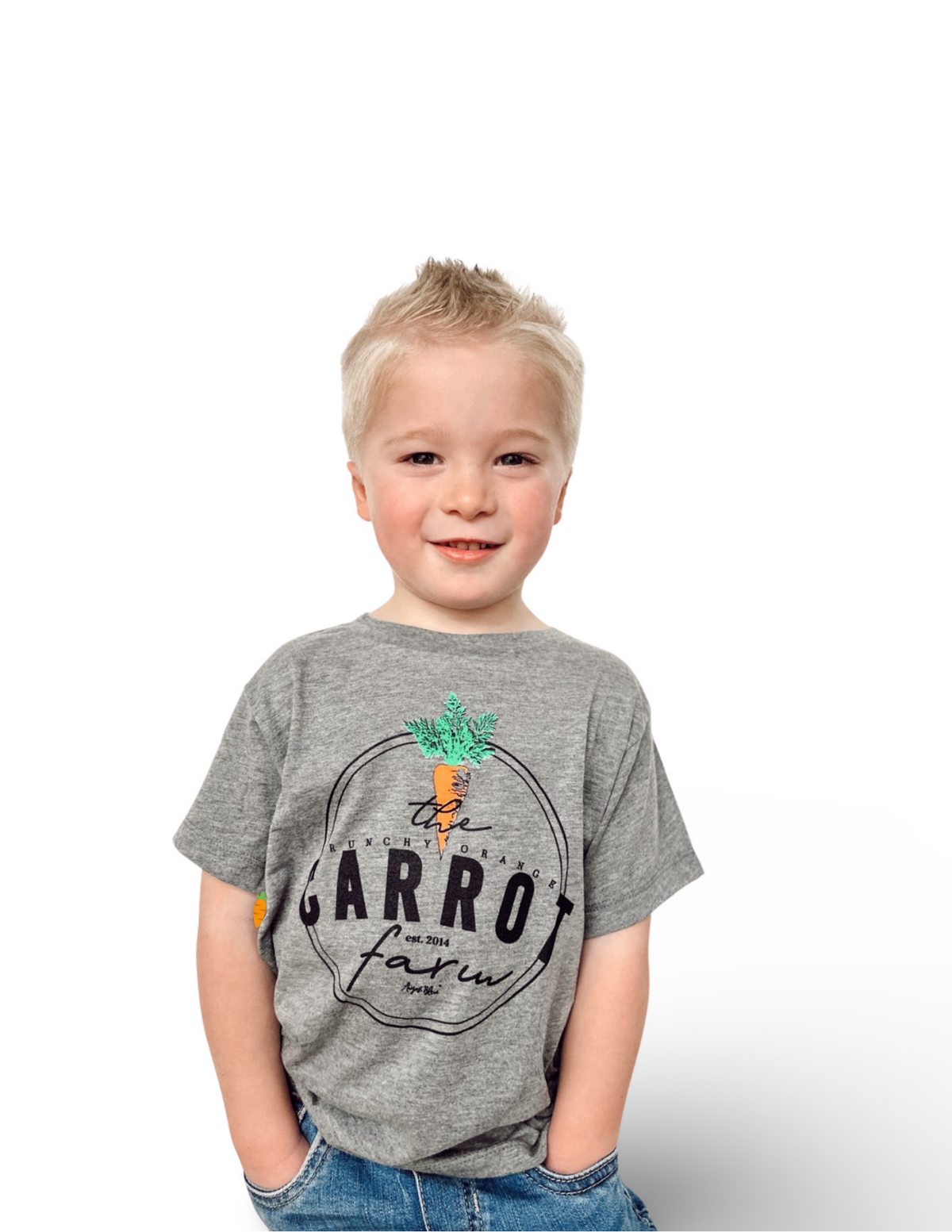 Kids Crunchy Carrot Farm Grey Tee
