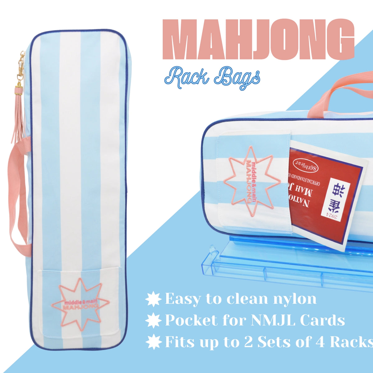 Mahjong Rack Bag blue and white