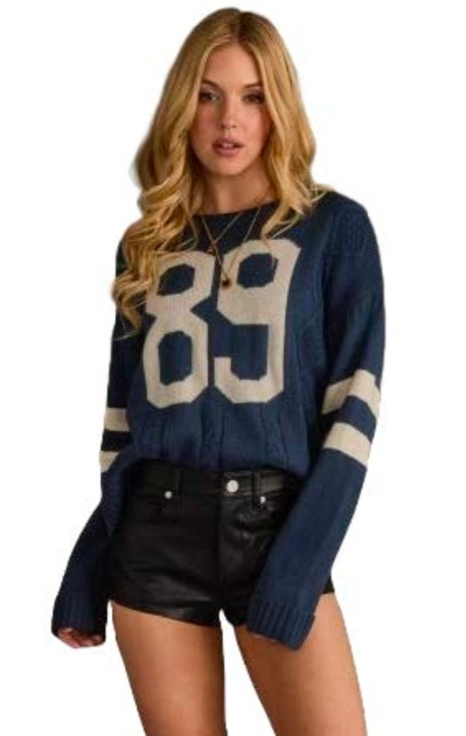 Navy & White 89 Sweater Cable Knit Sweater