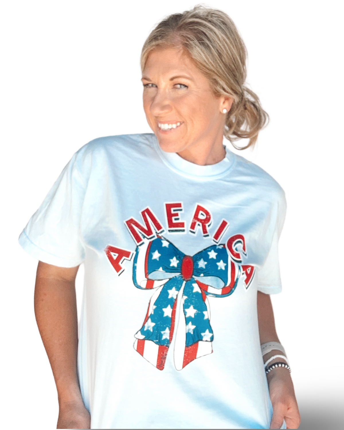 America Stars and Stripes Bow Tee