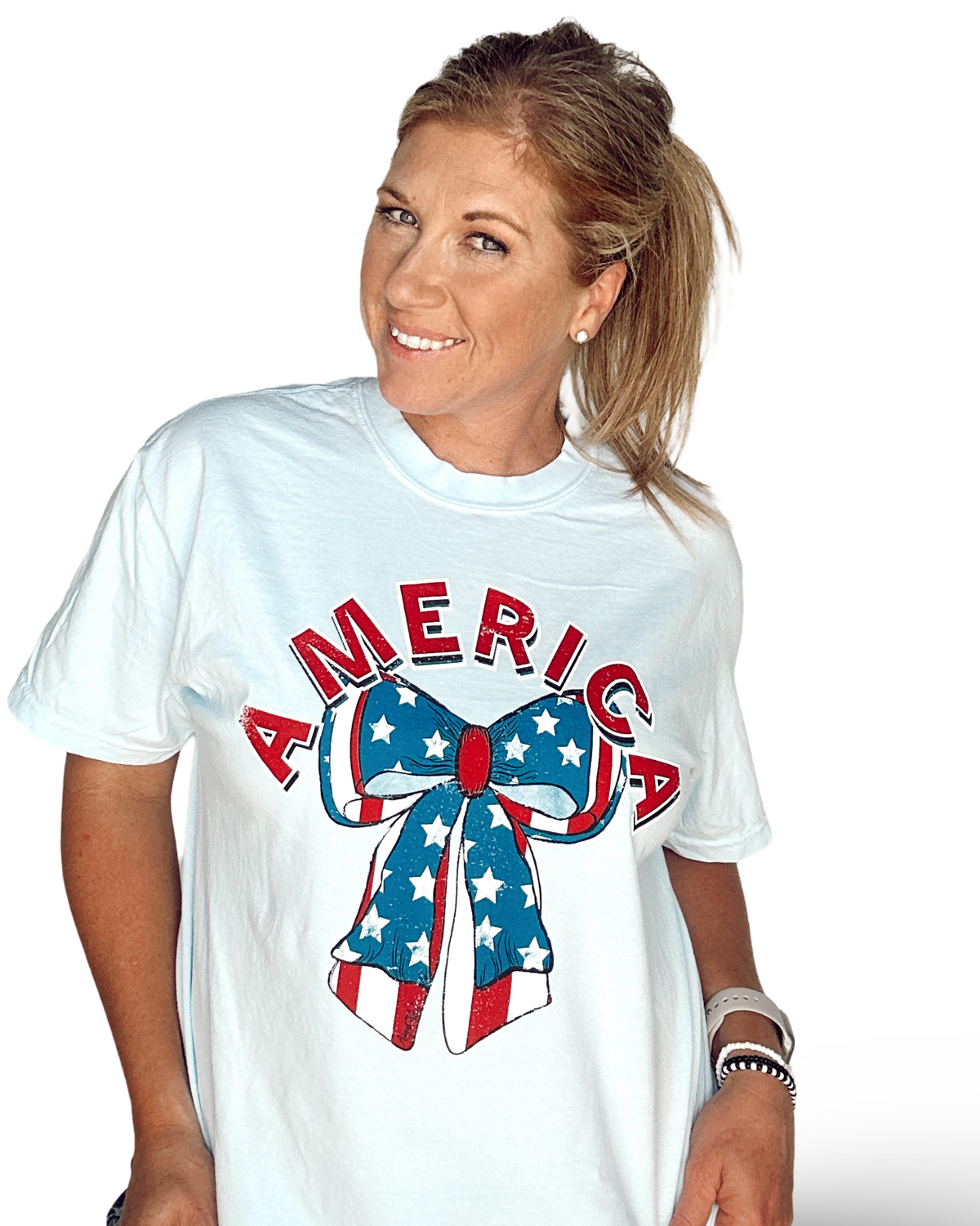 America Stars and Stripes Bow Tee