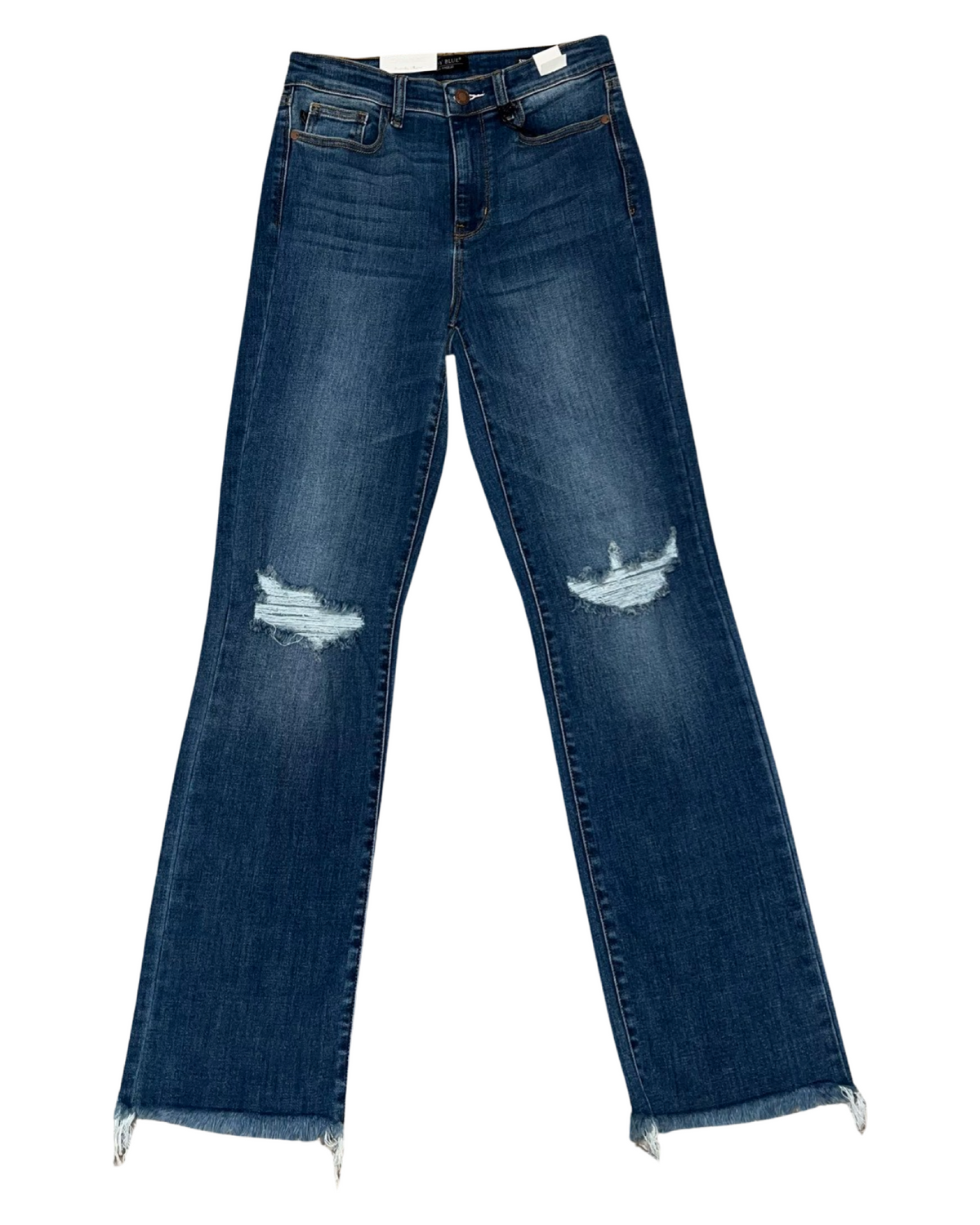 Judy Blue Straight Fit Dark Wash Distressed Jeans