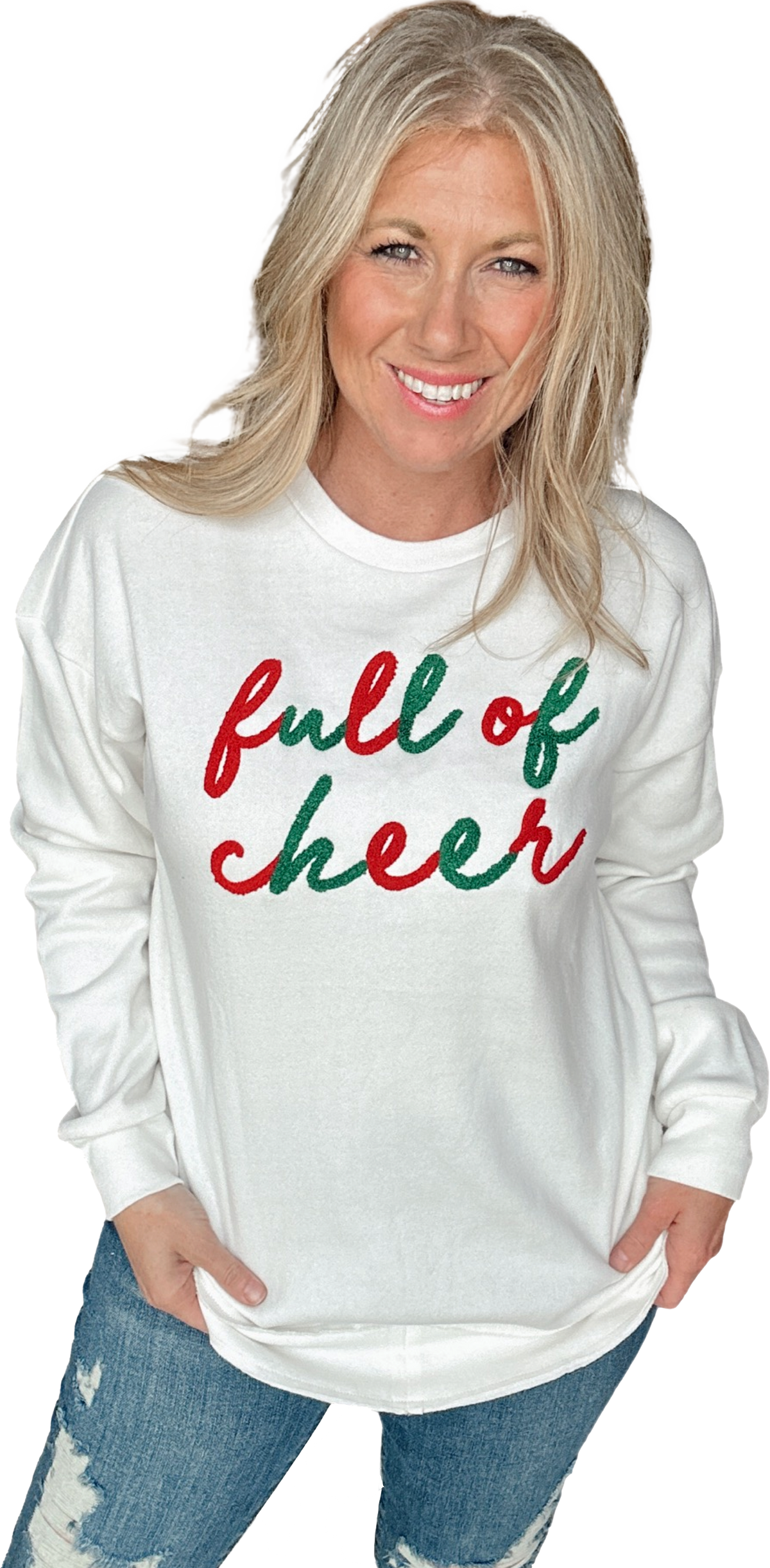 Full of Cheer Belgian Cream High Low Pullover OOPSIE!