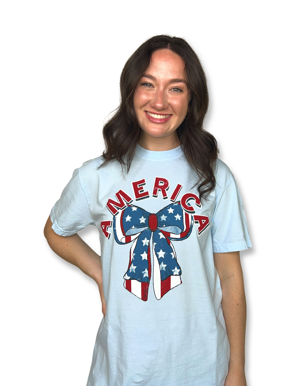 America Stars and Stripes Bow Tee