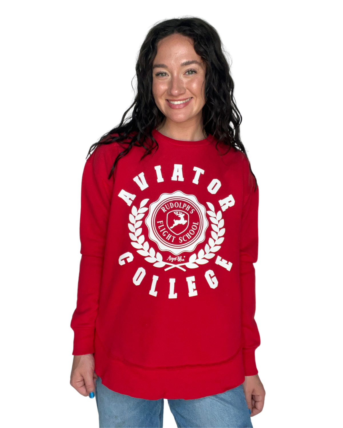 Aviator College Red High Low Pullover