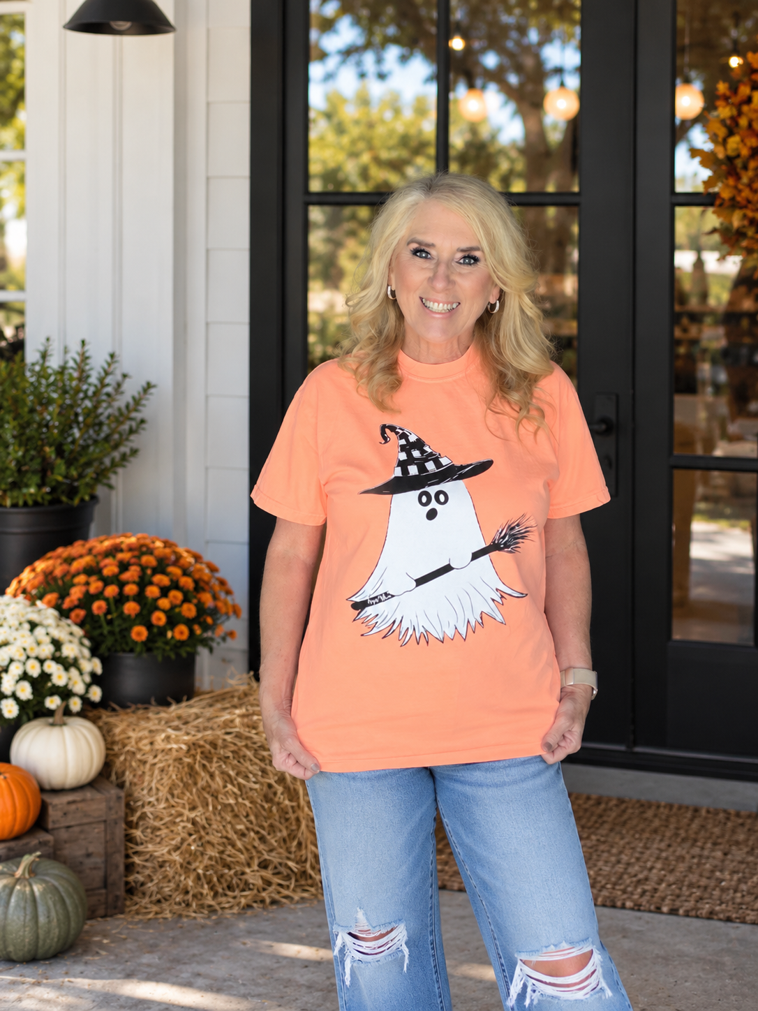 Witchy Li'l Boo Neon Cantaloupe Comfort Color SS Tee