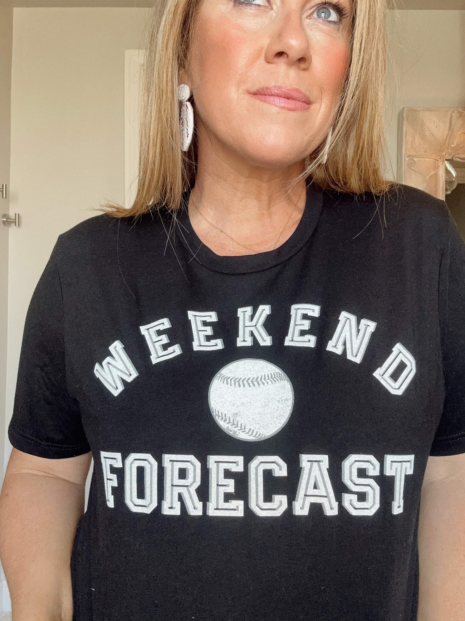 Baseball- Weekend Forecast Black Crew Neck tee