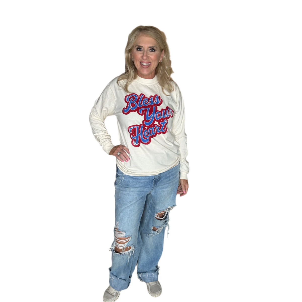Bless Your Heart Natural Comfort Color Long Sleeve Tee