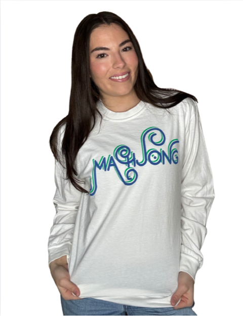 MAHJONG WHITE COMFORT COLOR LONG SLEEVE BLUE AND GREEN CURLU CUE.