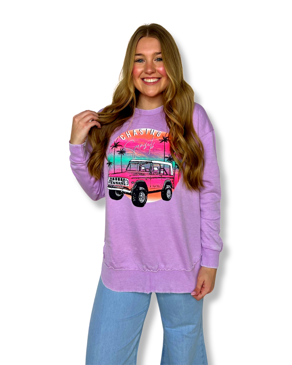 Chasing Sunsets Lilac High Low Pullover