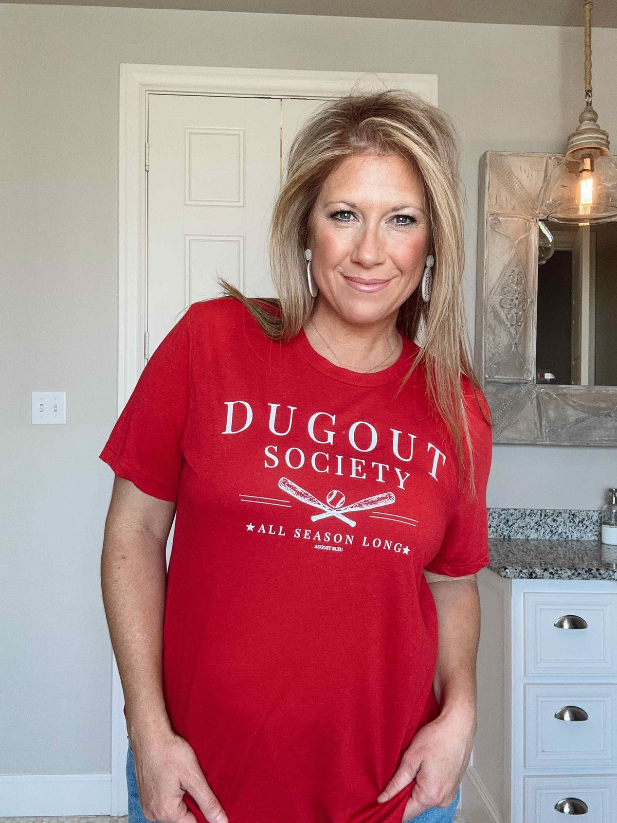 Baseball Dugout Society Red Tee