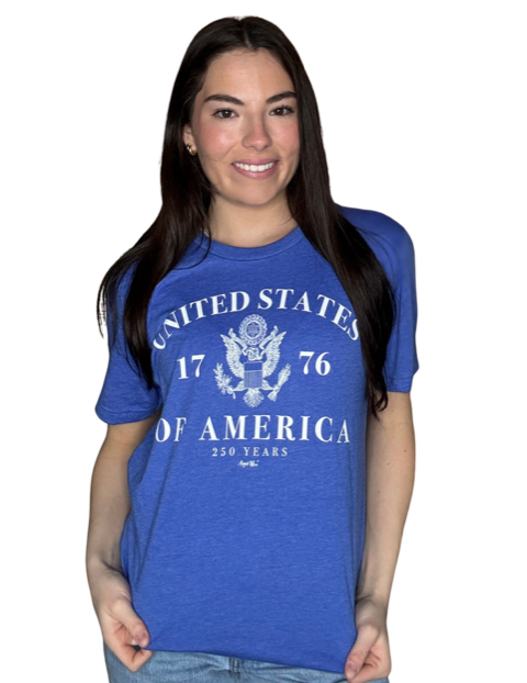 United States Of America Seal.  Heather True Royal  Short Sleeve Tee.