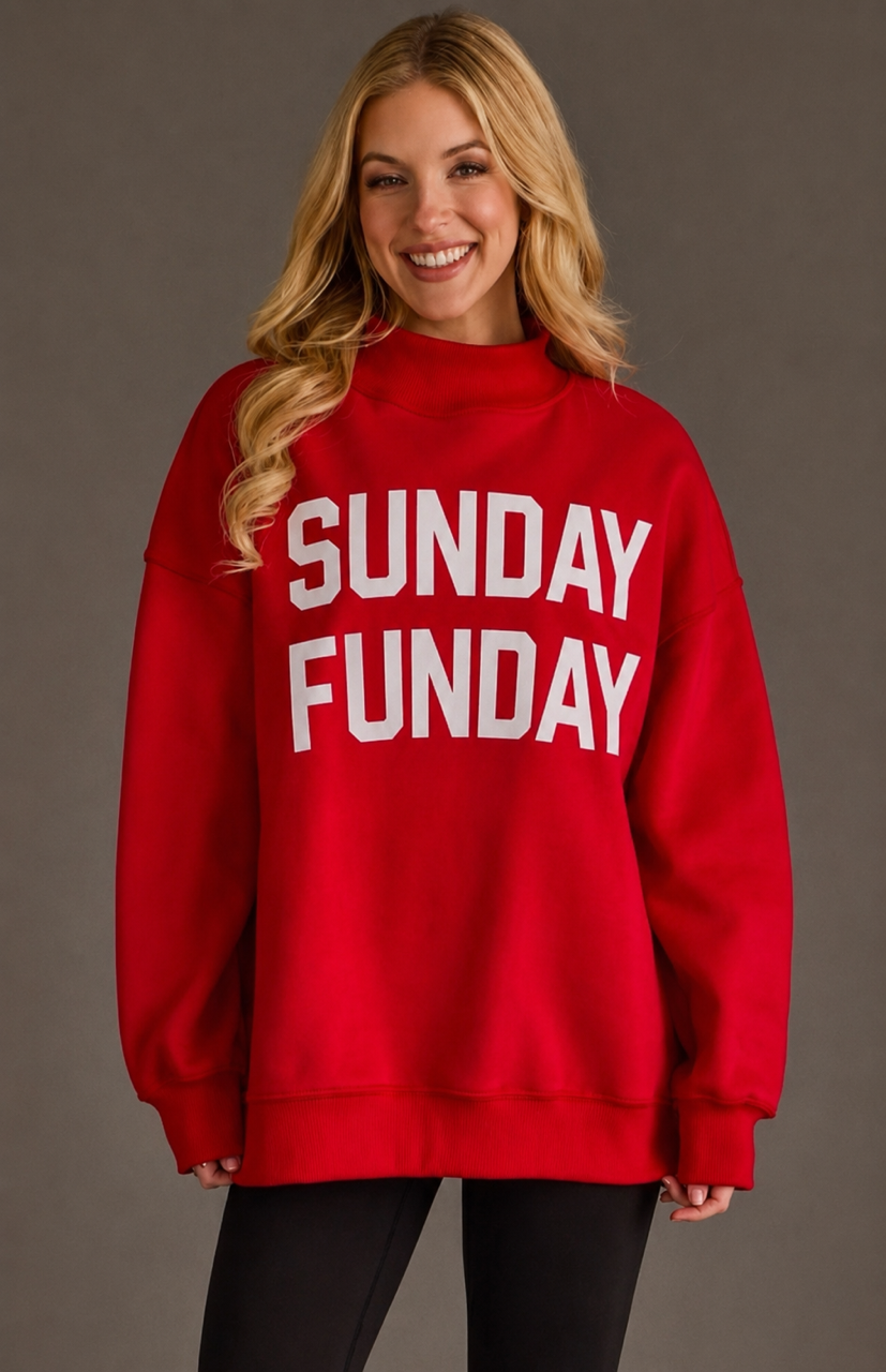 Red Game Day & Sunday Funday Reversible Sweatshirt