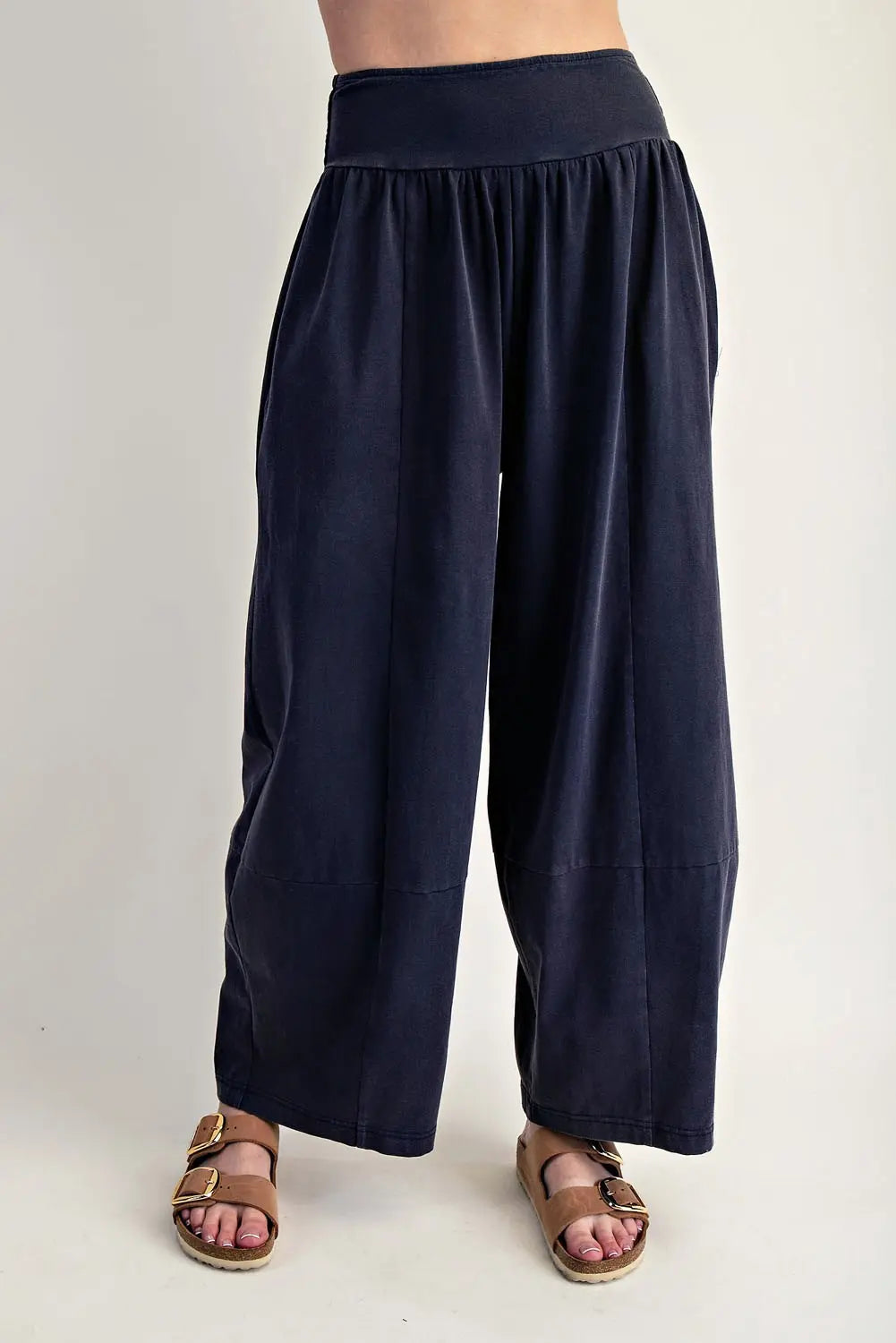 Ash Black Mineral Washed Wide Leg Pants