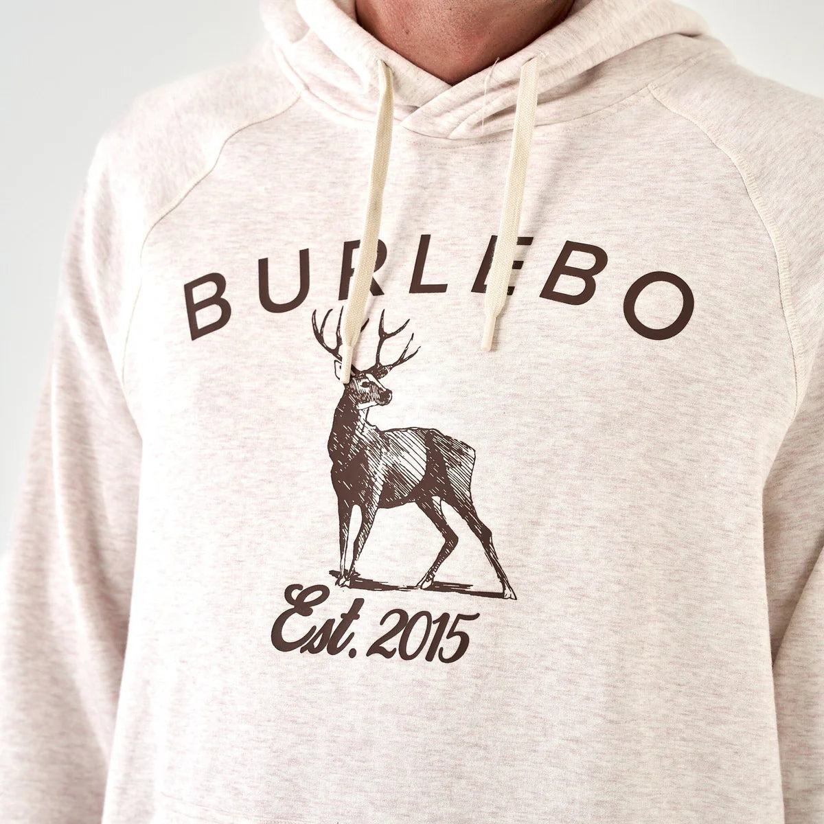 Burlebo Fleece Hoodie - Whitetail Deer - Heather Oatmeal