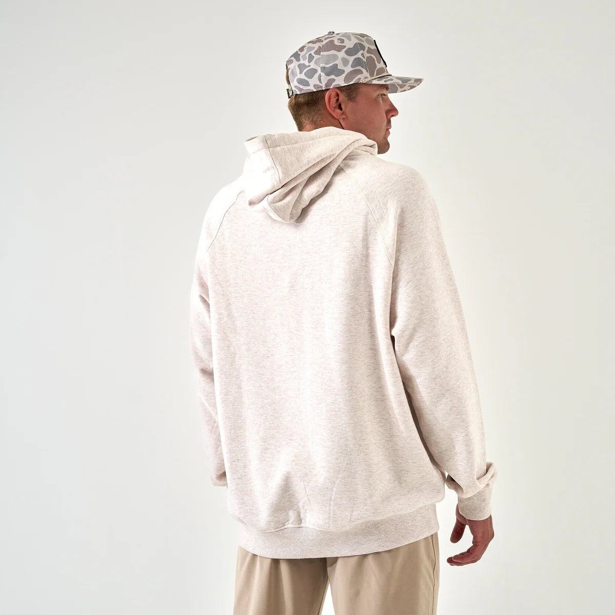 Burlebo Fleece Hoodie - Whitetail Deer - Heather Oatmeal