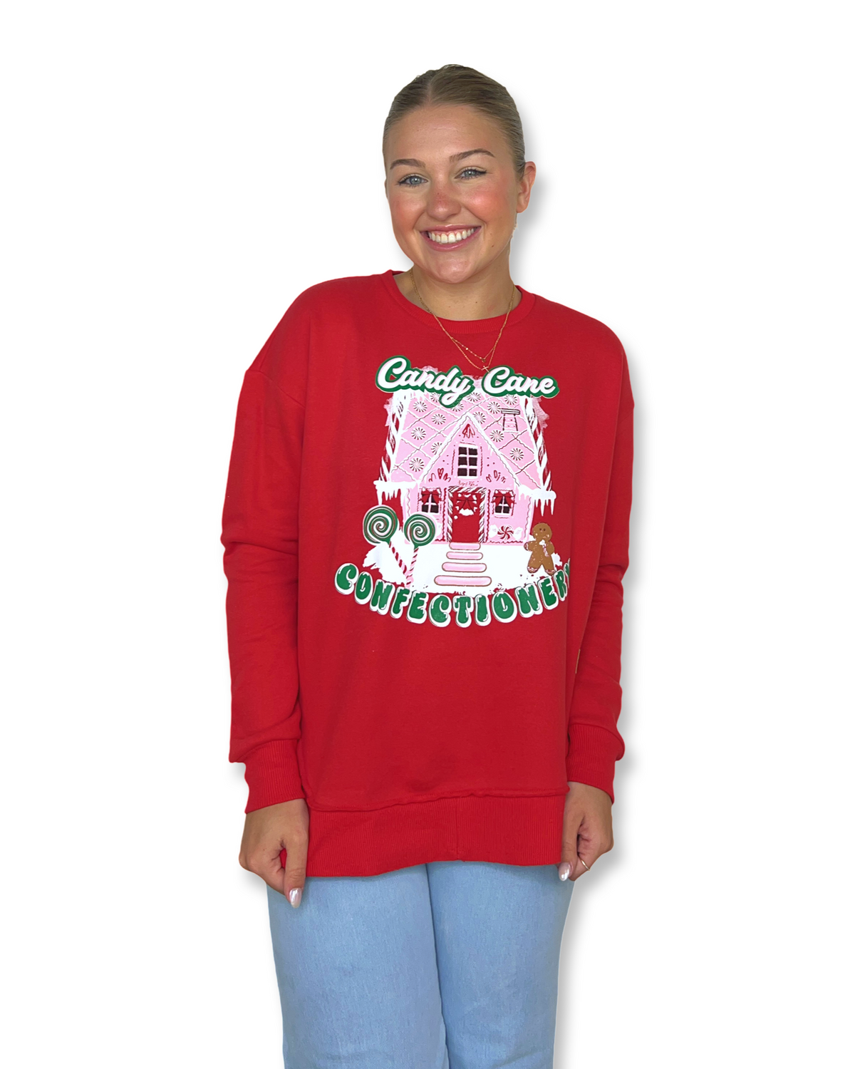 Candy Cane Confectionery Red High Low Pullover