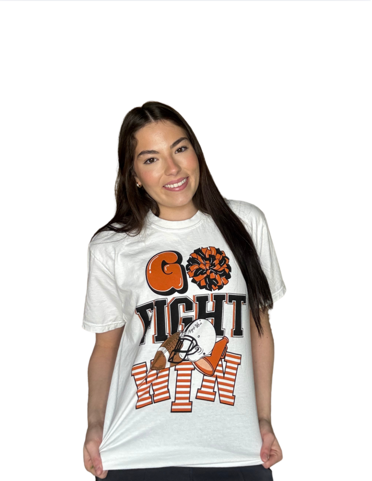 Go Fight Win Short Sleeve Comfort Colors Tee White (Orange)
