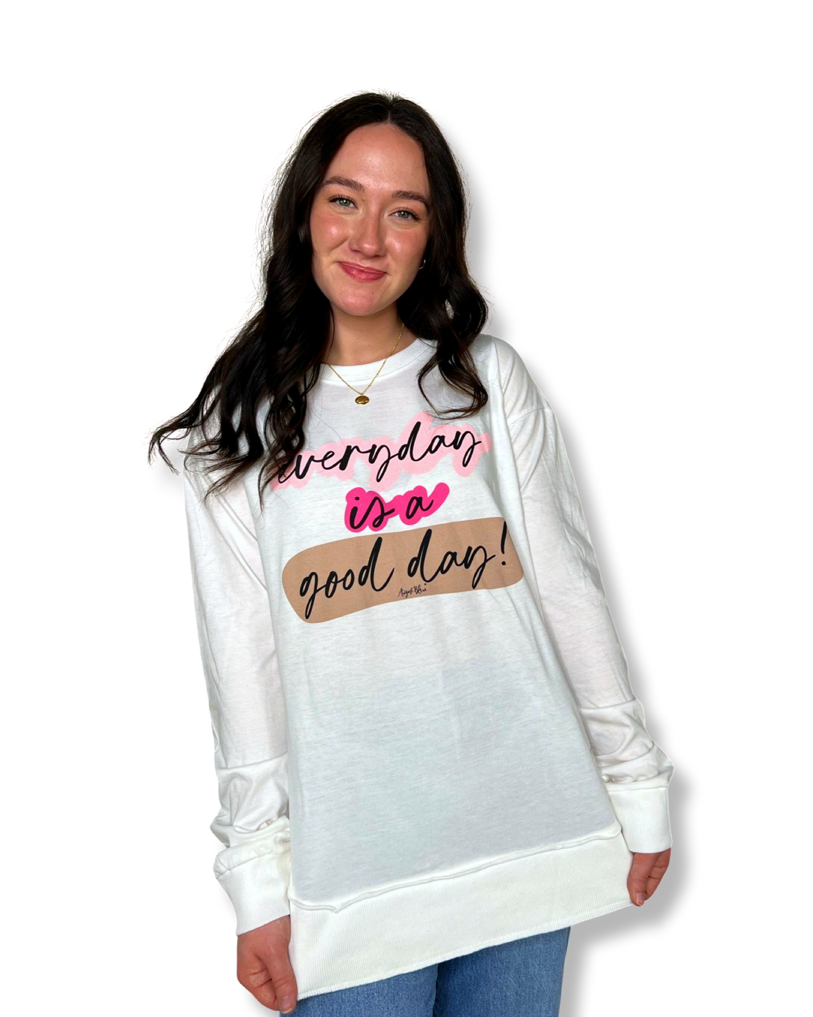 Everyday is a Good Day Belgian Cream High Low Long Sleeve Tee
