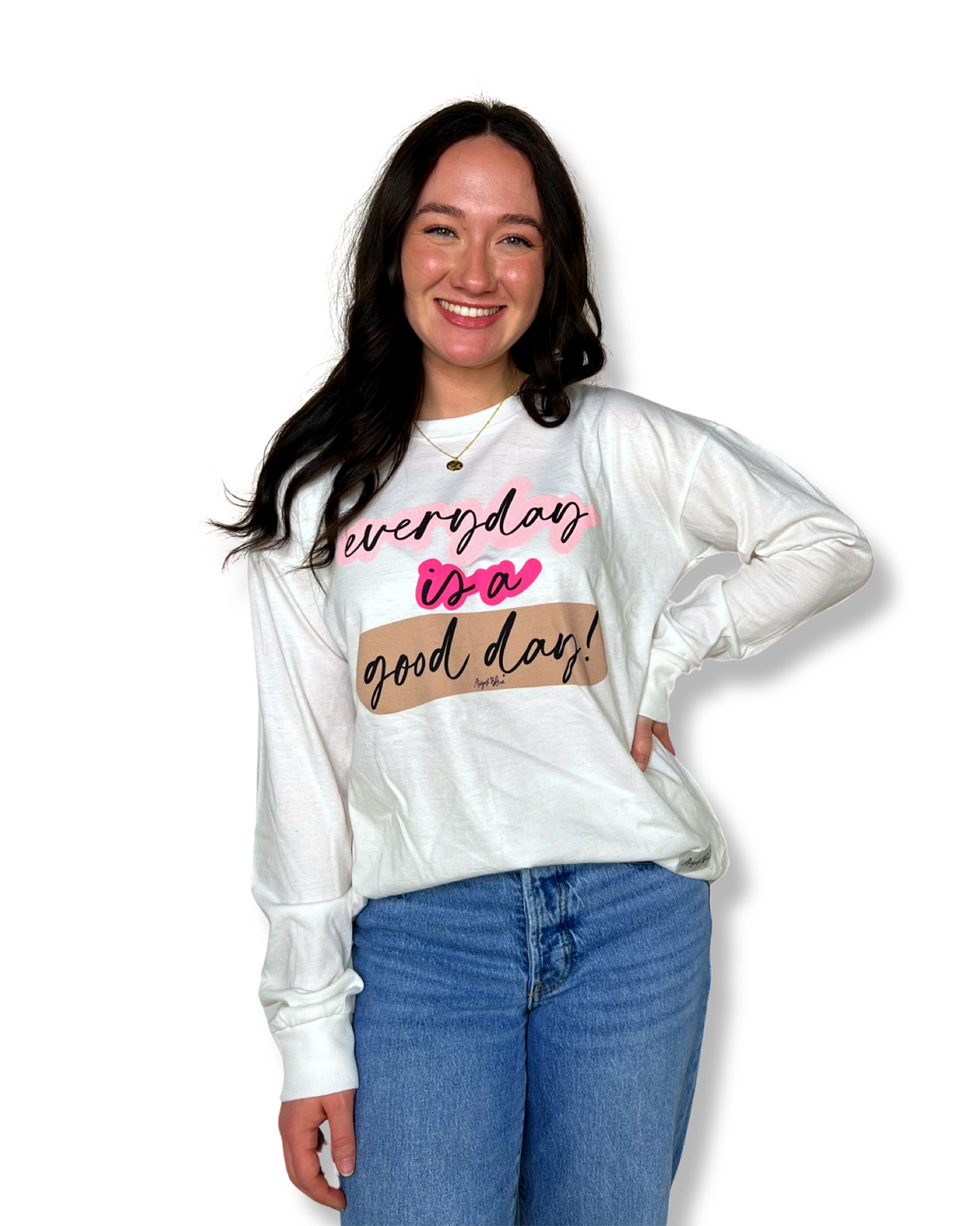 Everyday is a Good Day Belgian Cream High Low Long Sleeve Tee