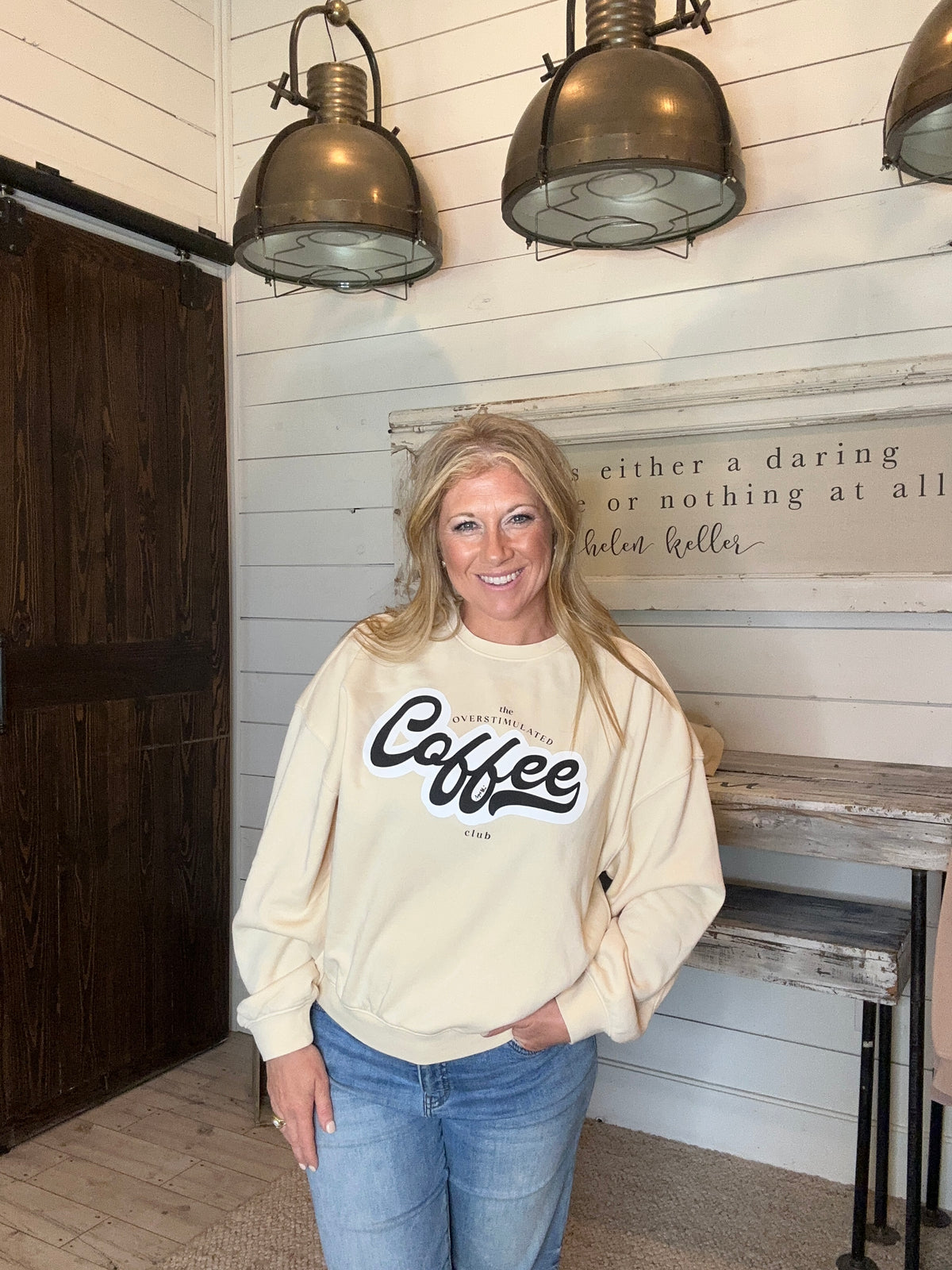 The Overstimulated Coffee Club Creamy off white-  Sweatshirt