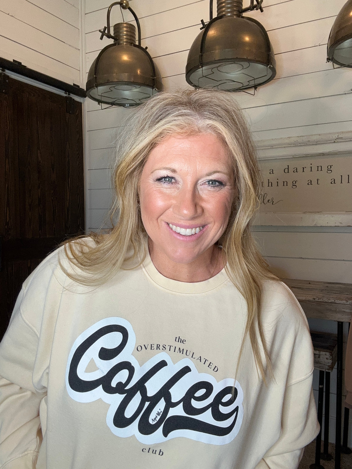 The Overstimulated Coffee Club Creamy off white-  Sweatshirt