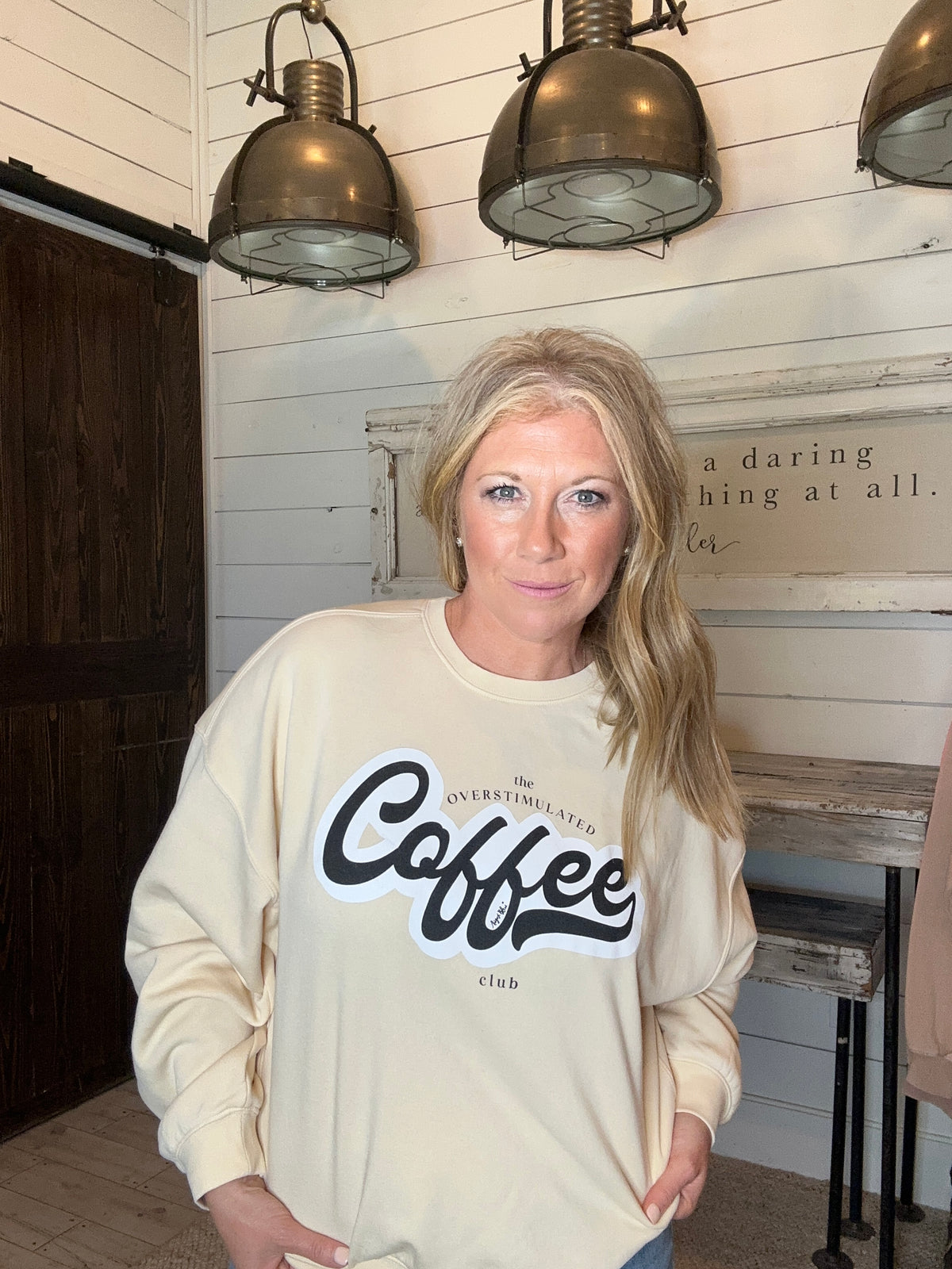 The Overstimulated Coffee Club Creamy off white-  Sweatshirt