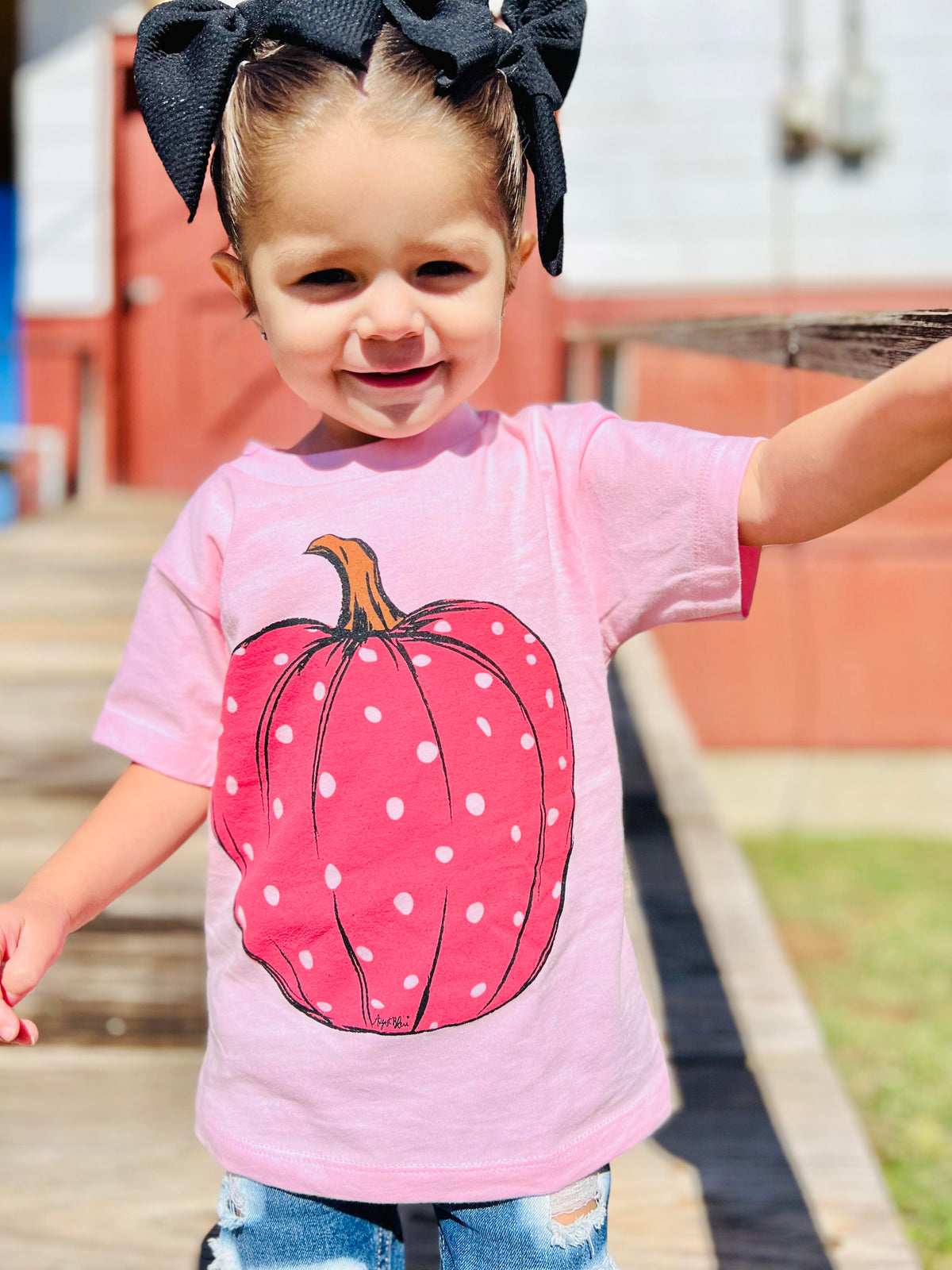 Kids Pink Pumpkin Bubblegum Pink Short Sleeve