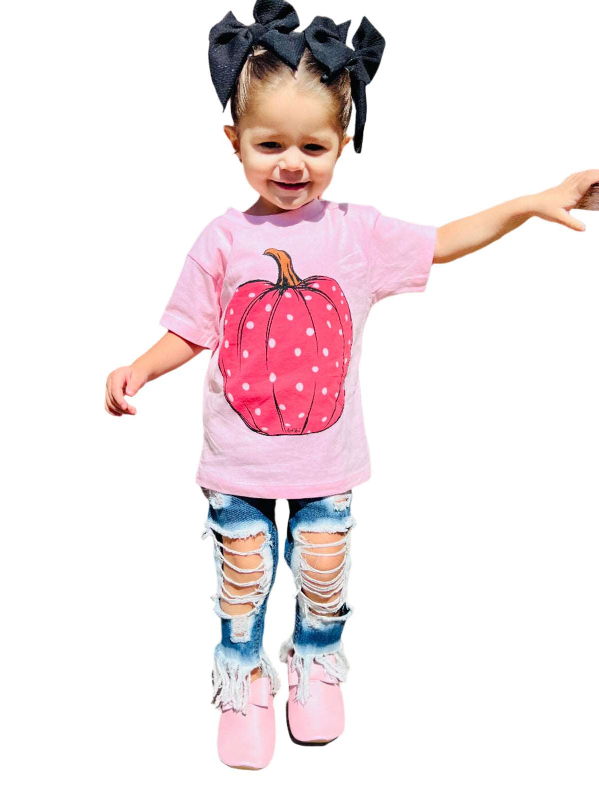 Kids Pink Pumpkin Bubblegum Pink Short Sleeve