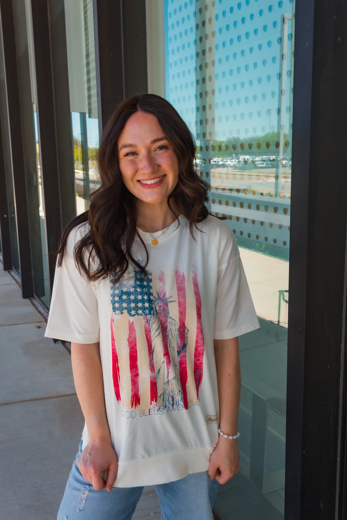 Vintage Flag Belgian Cream High Low Tee