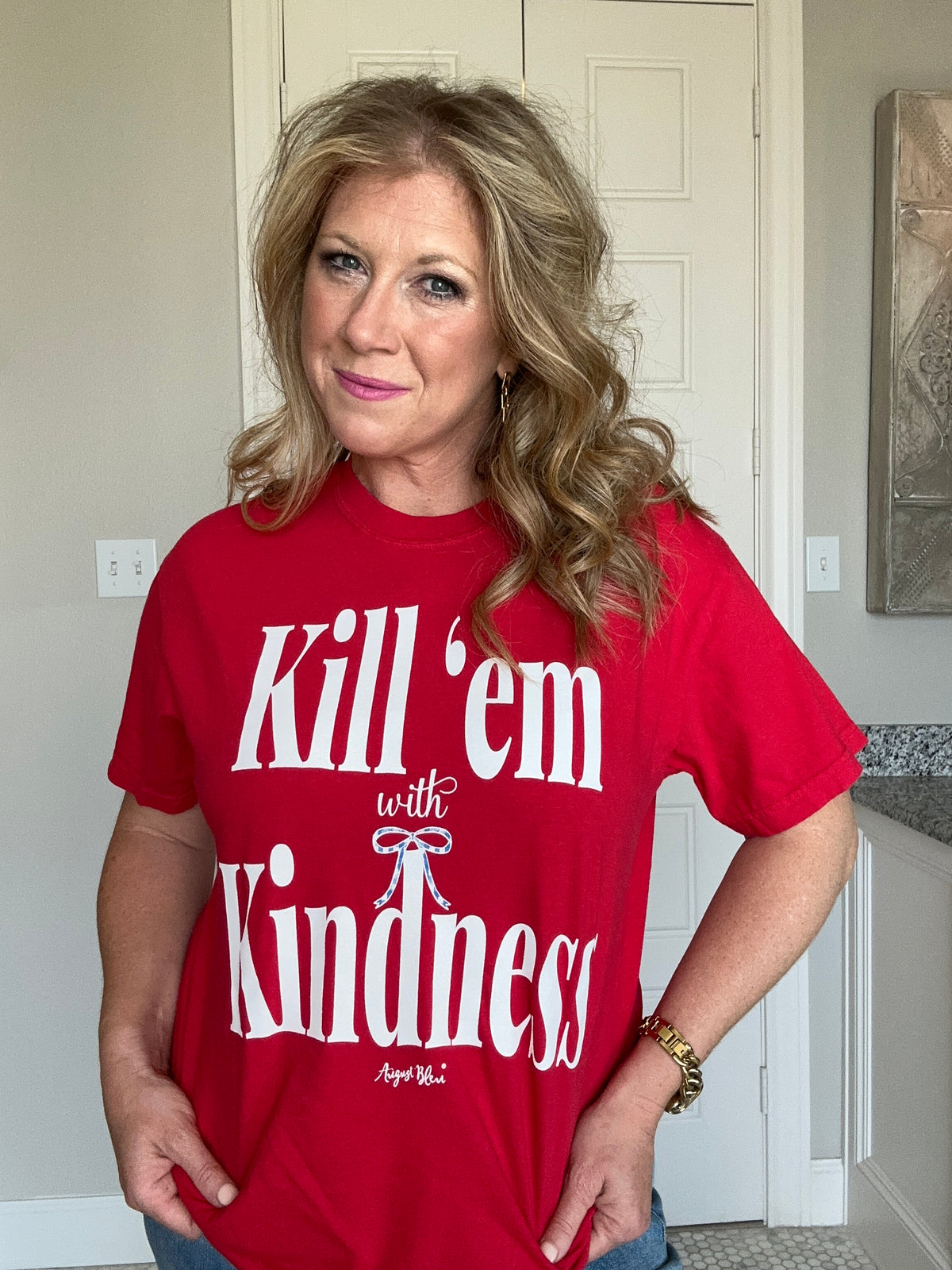 Kill 'em with Kindness Red Short Sleeve Comfort Color Tee