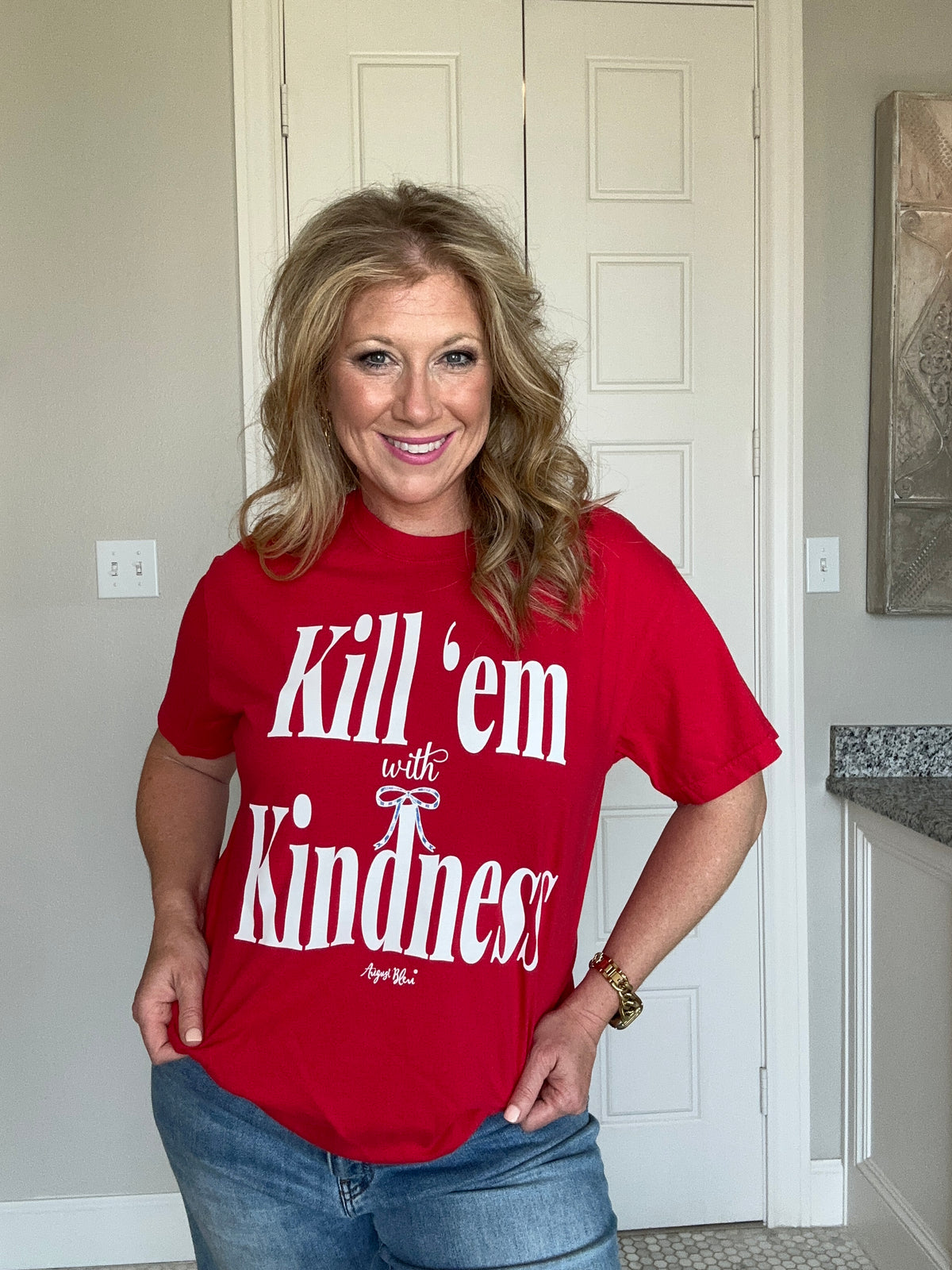 Kill 'em with Kindness Red Short Sleeve Comfort Color Tee