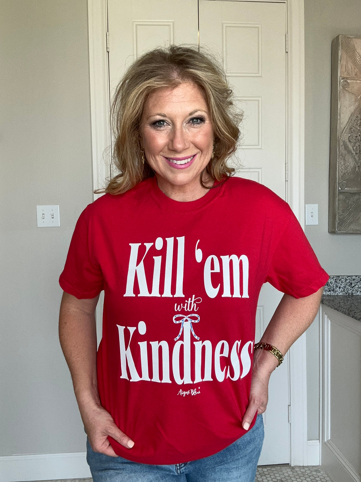Kill 'em with Kindness Red Short Sleeve Comfort Color Tee