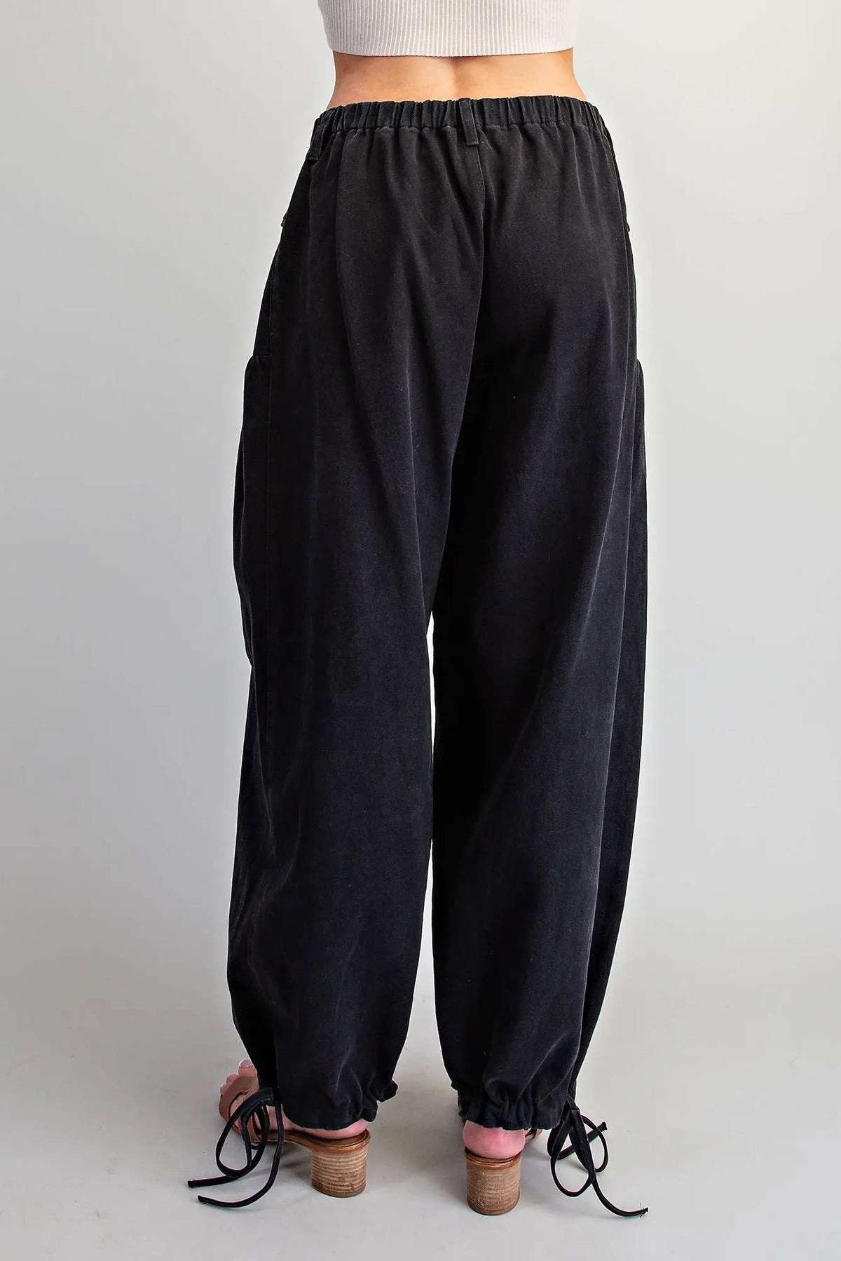 Mineral Washed Tie Cuff Pants ASH