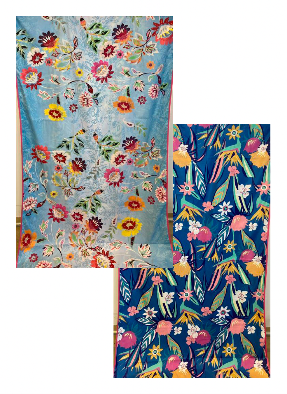 Johnny Was rainbow flower beach towel with bold floral prints in a mix of colors