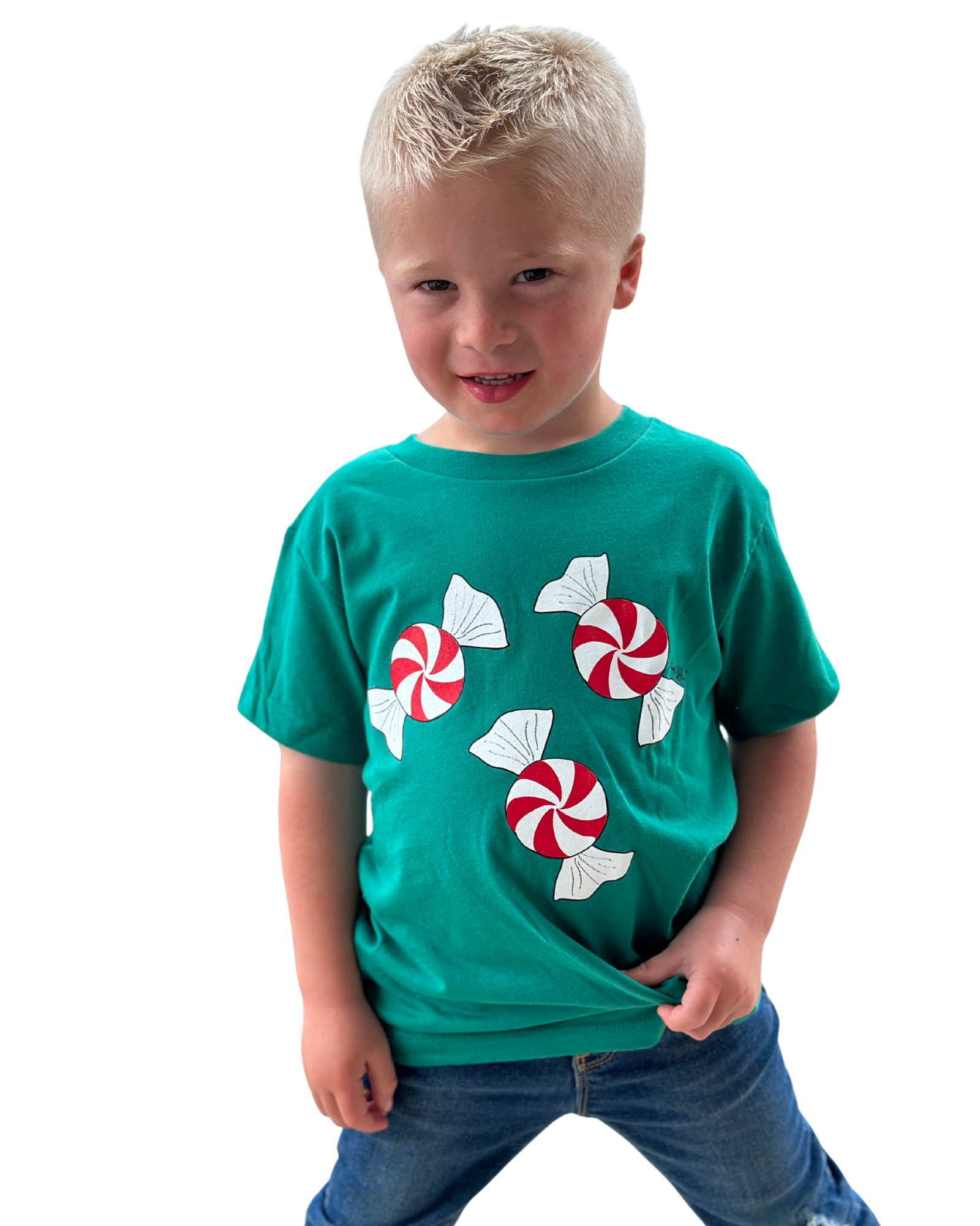 Peppermint Twist Green Kids Tee
