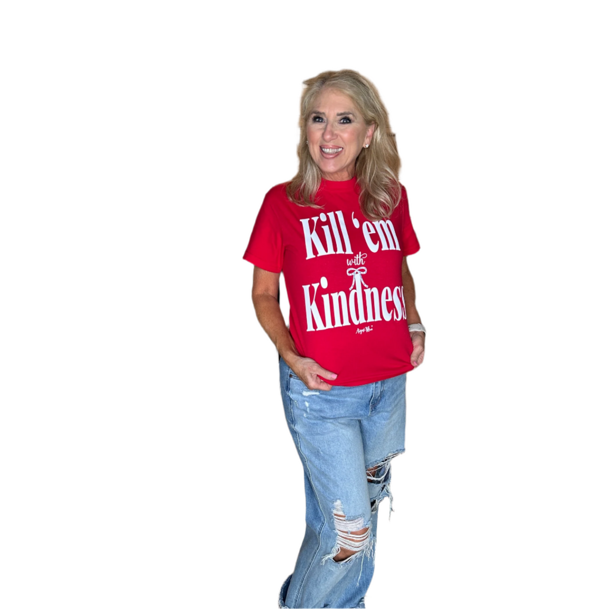Kill &#39;em with Kindness Red Short Sleeve Comfort Color Tee
