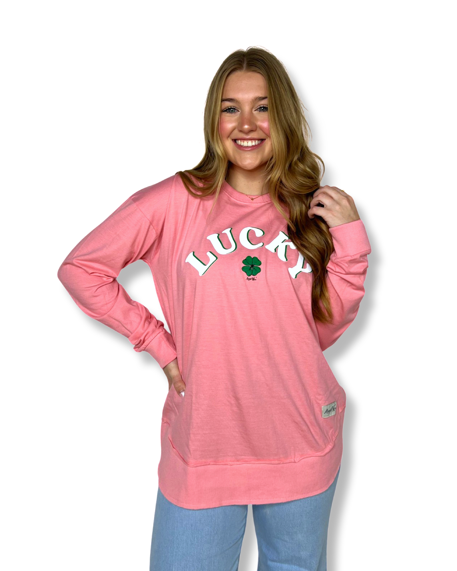 Lucky Malibu Pink High Low Long Sleeve Tee