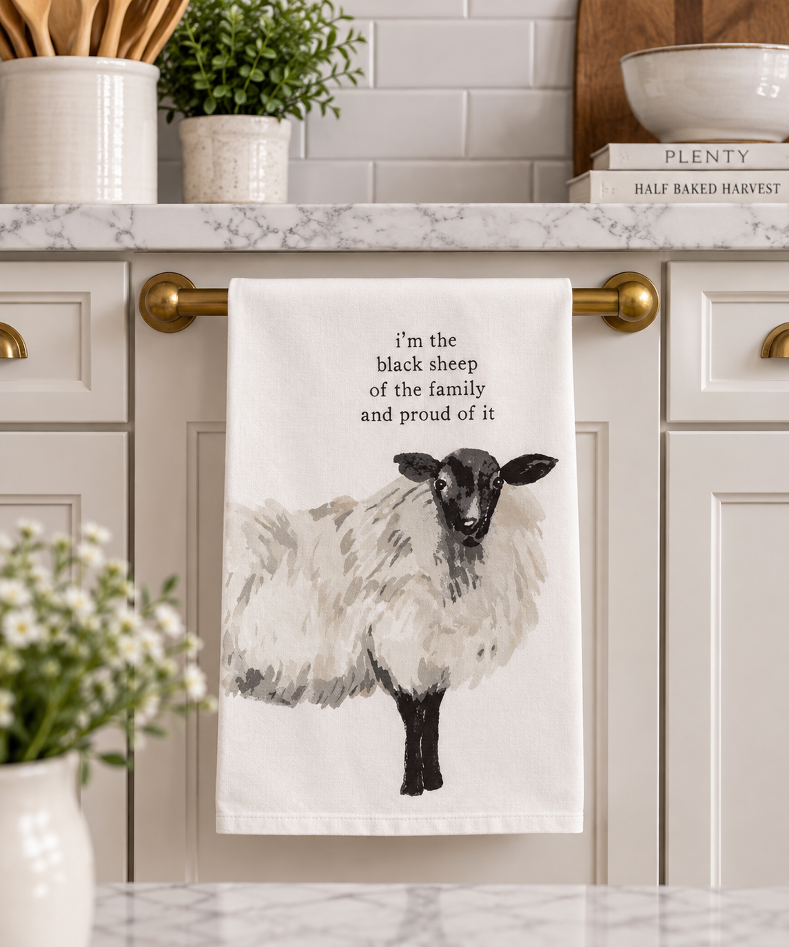 MUD PIE Black Sheep Farm Dish Towel