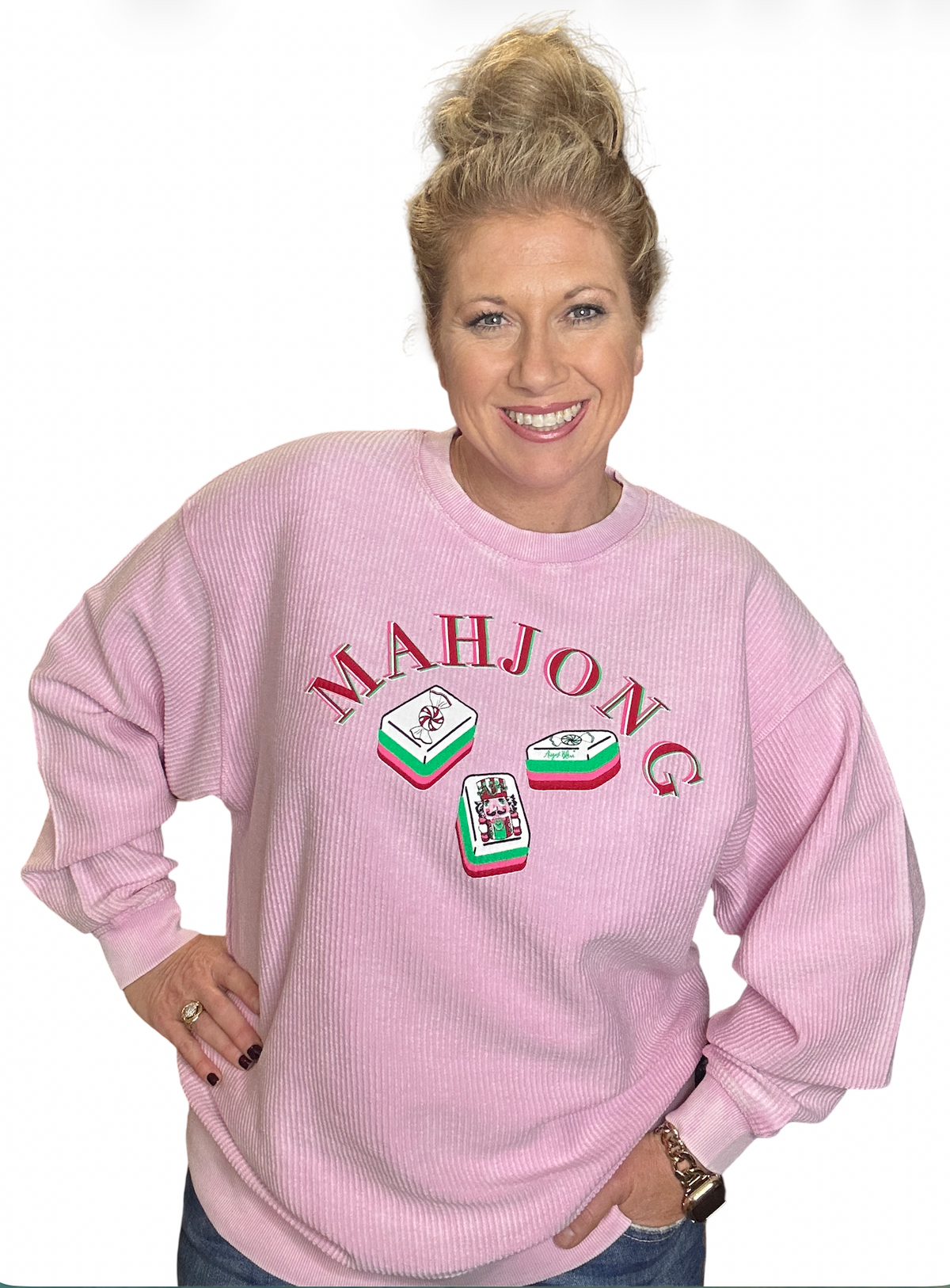 lilac pink Mahjong Christmas tiles Cord