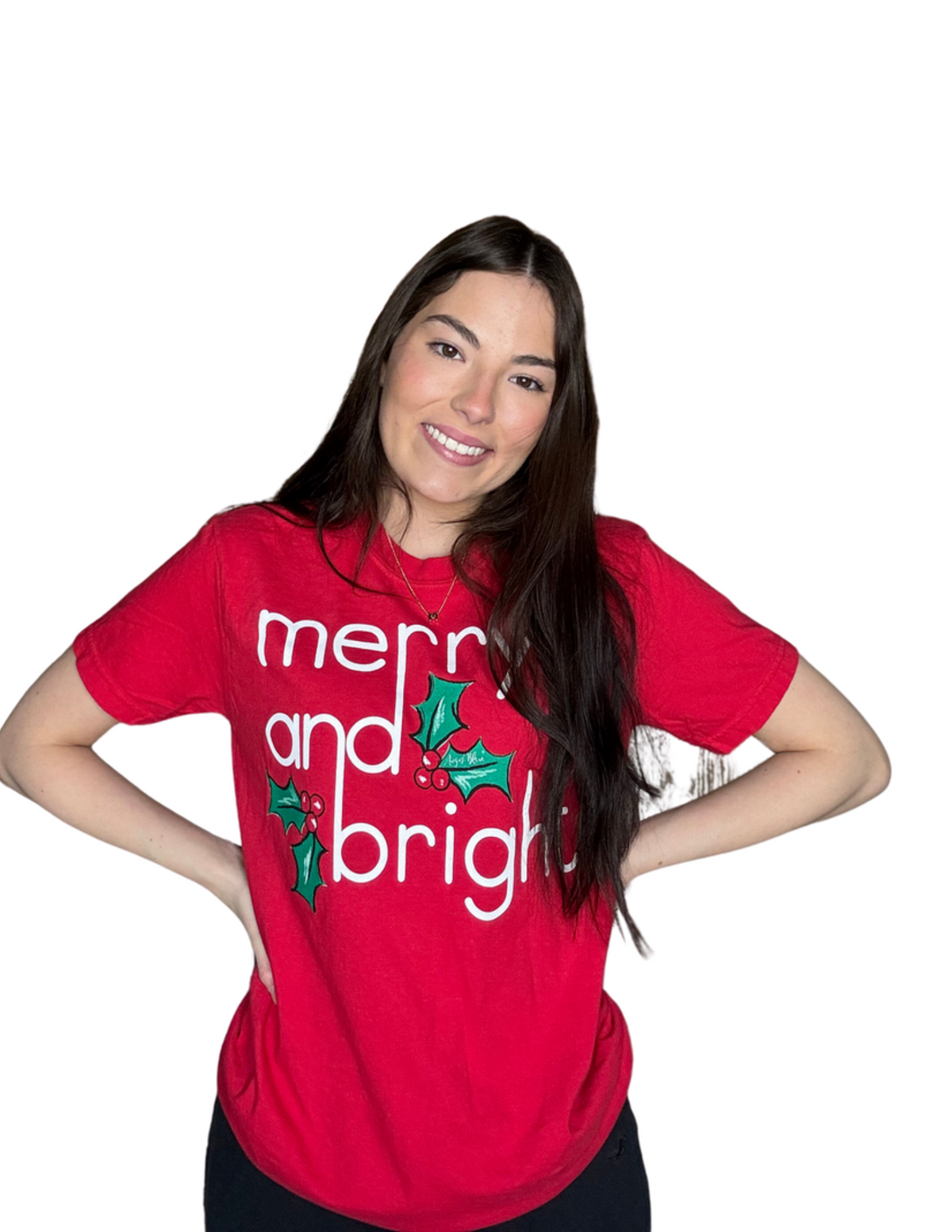 Merry & Bright Holly Berry Comfort Color Short Sleeve Shirt