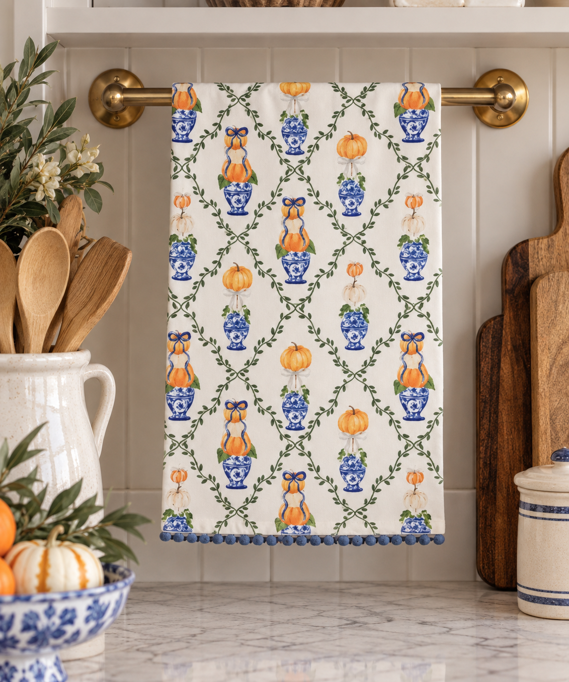 Mud Pie Tea towel fall pumpkins 