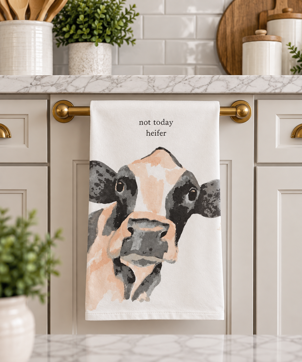 MUD PIE Not Today Heifer Farm Dish Towel