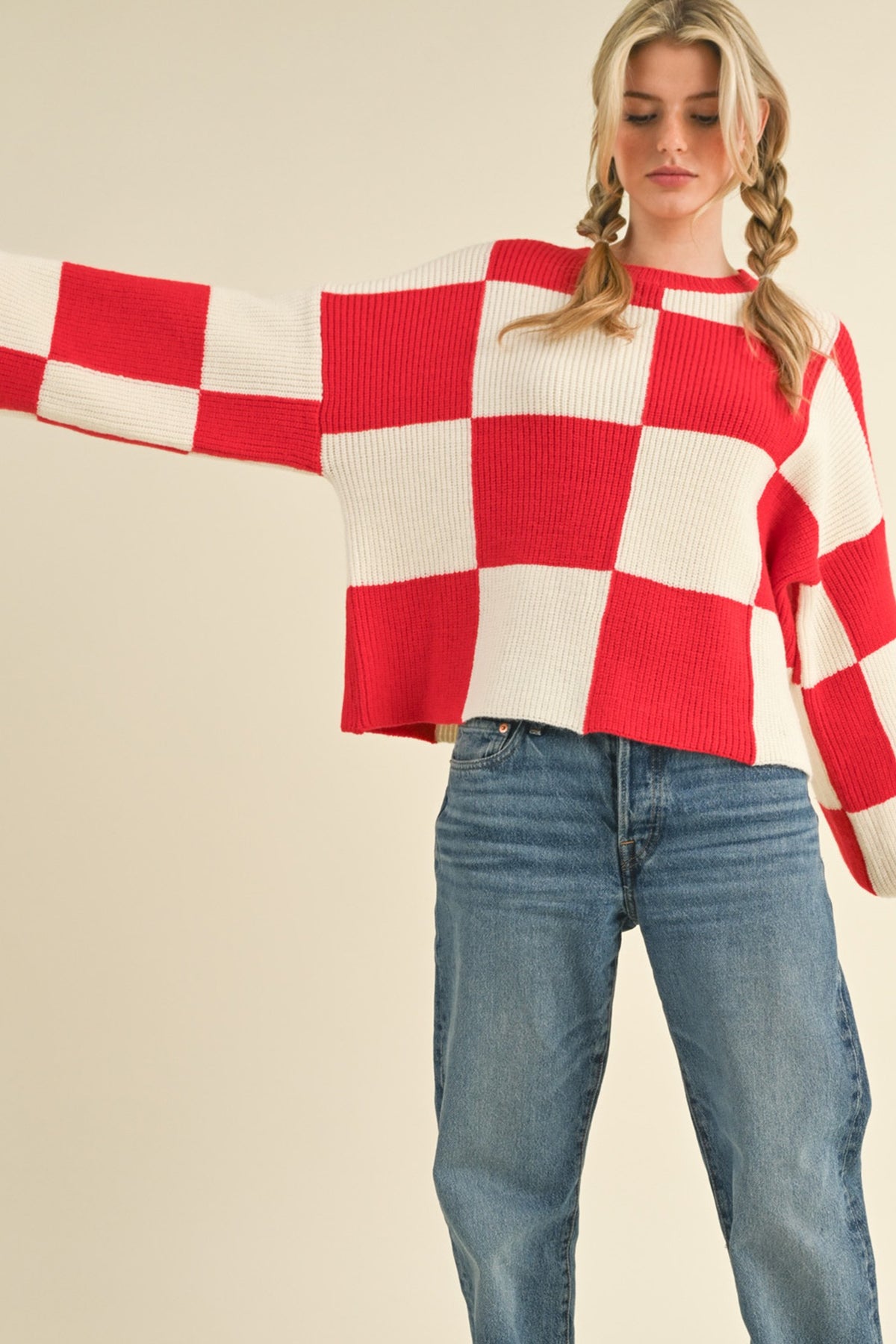 Oversized Checkerboard Pullover